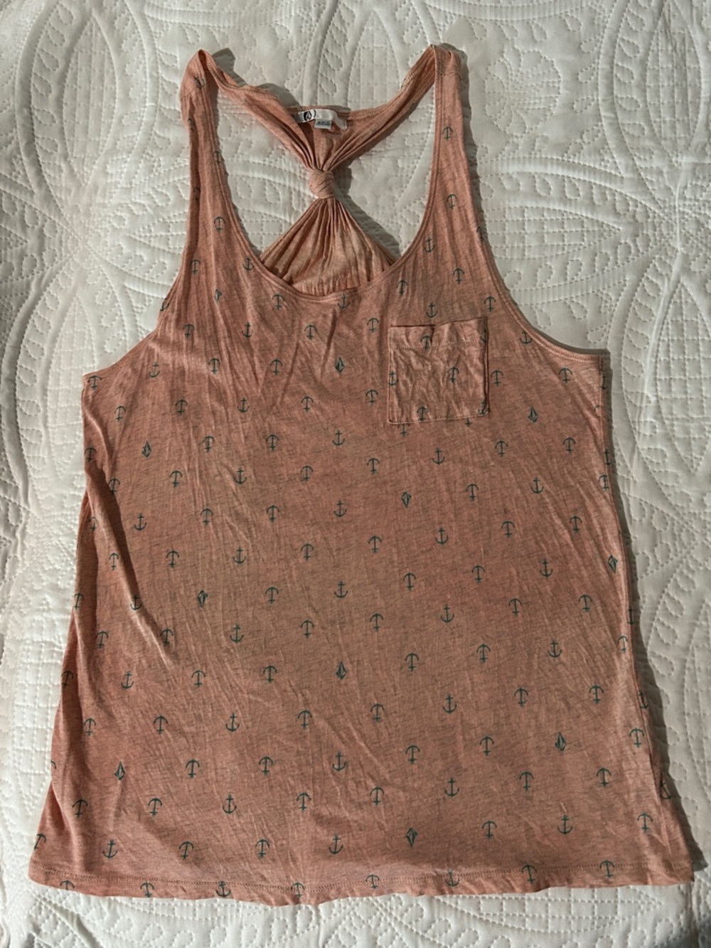 Volcom Peach Anchor Print Racerback/twist Tank Sz:M